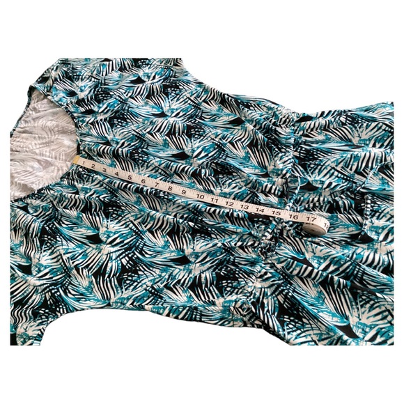 Kim Rogers Short Raglan Sleeve Tie Waist A-Line Dress Blue Black White Size XL - Picture 7 of 15